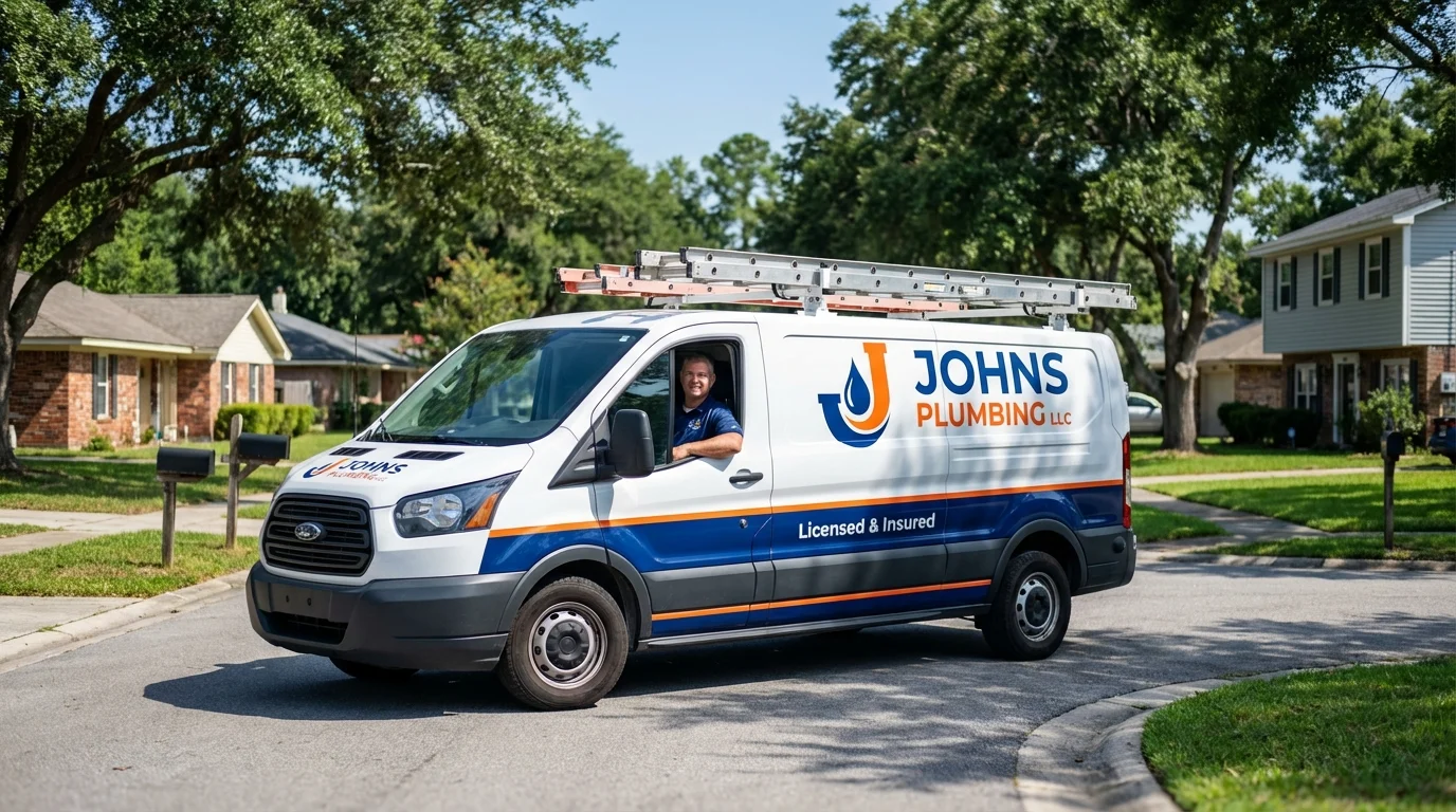 Johns Plumbing LLC service van in Scottsville, KY