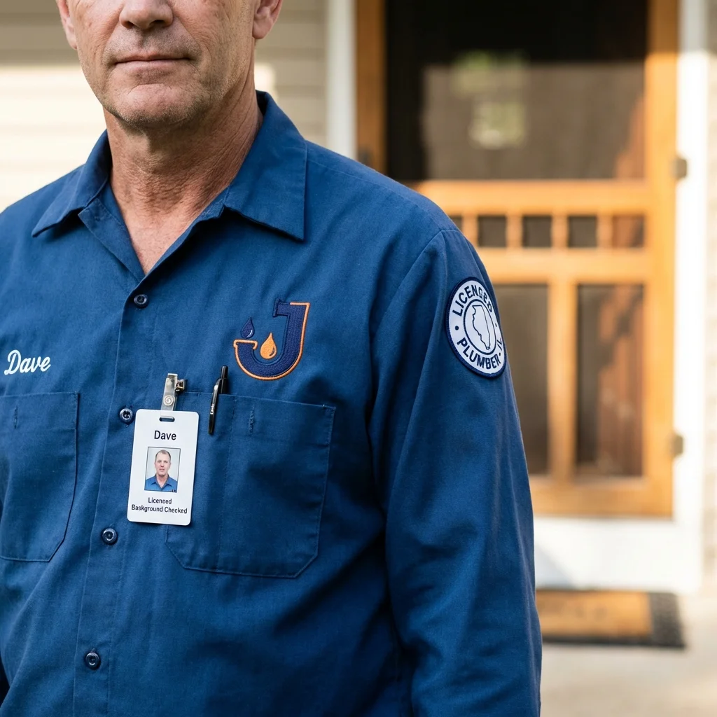 Licensed plumber showing ID badge in Scottsville, KY