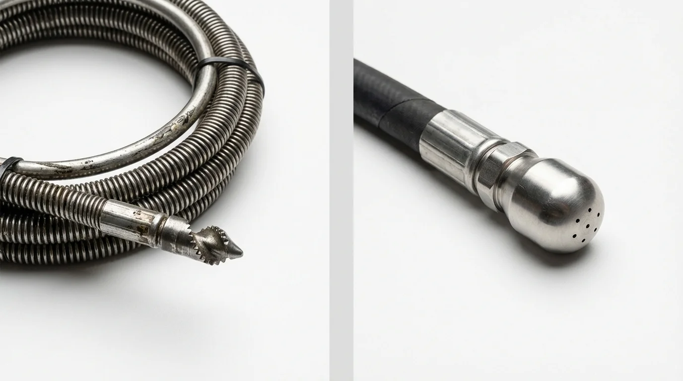 Drain snake cable and hydro jetting nozzle used for drain cleaning in Scottsville, KY