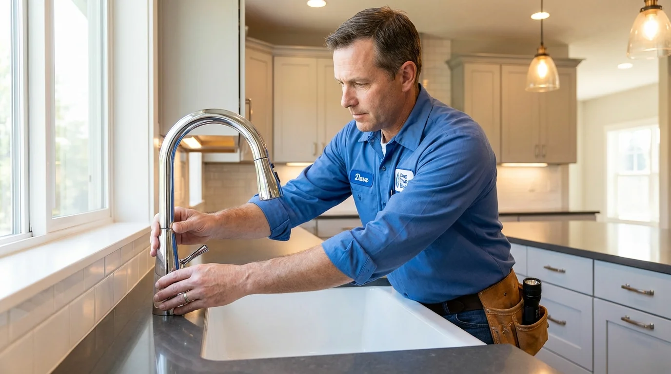 Kitchen faucet installation by Johns Plumbing LLC in Scottsville