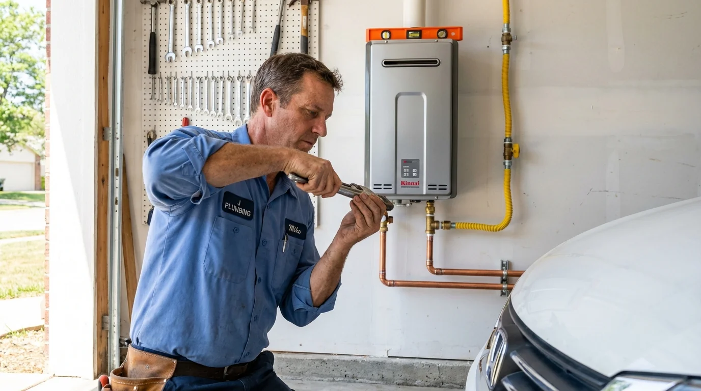 Tankless water heater installation by a Johns Plumbing LLC plumber in Scottsville