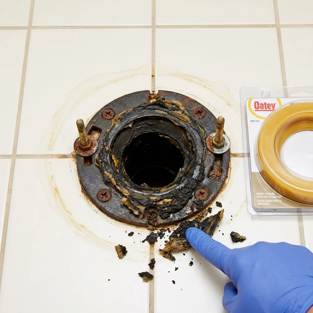Failed wax ring showing water seepage at the base of a toilet in a Scottsville, KY home